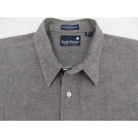 Vintage Stanley Blacker Shirt Mens Sz 15.5 Gray Chambray Classic Button Down USA - Picture 4 of 14